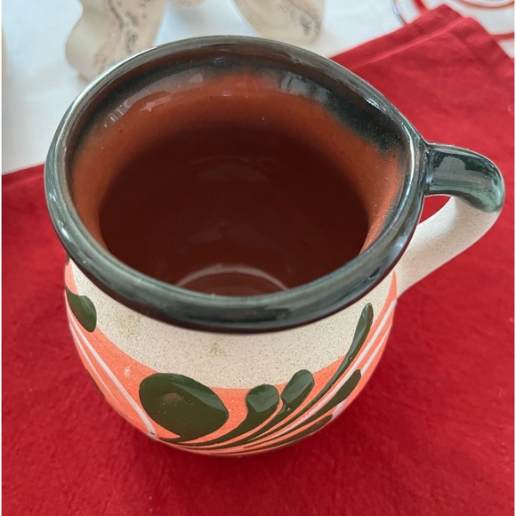 Mexican Hand-painted Red Clay Coffee Mug Pottery Folk Art Cup/Bowl Peach/Tan, 4” - Picture 5 of 5